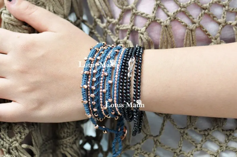 Браслет с одним обручем лотоса Манн из черного камня (16 см)|black stone|stone blackbracelet black