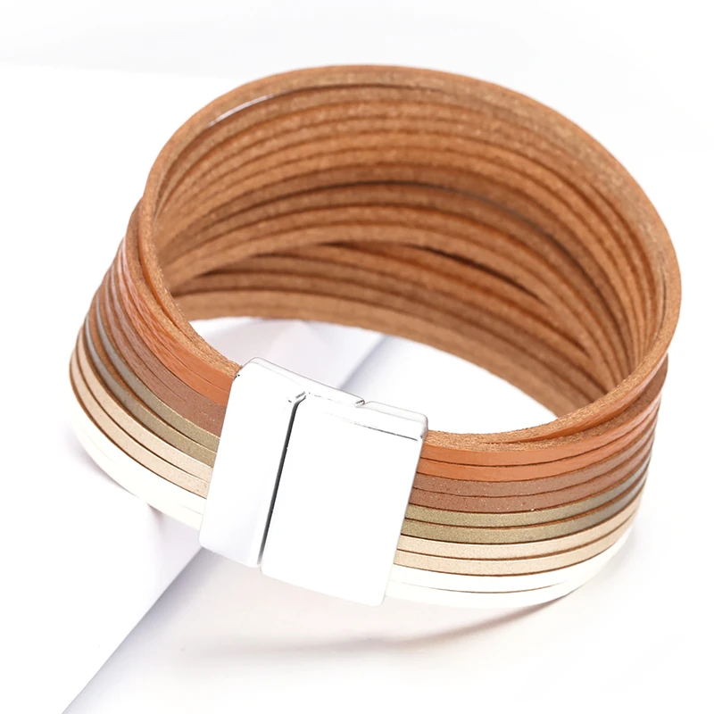 Женские кожаные браслеты ALLYES градиентного цвета в богемном стиле 20 полосок