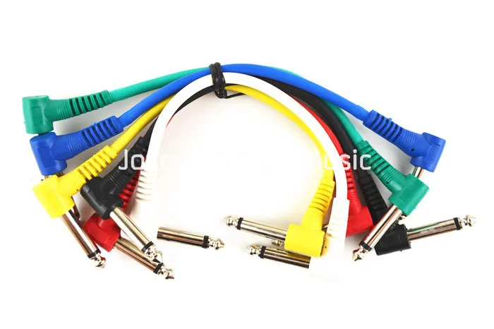 

Niko 6 Pack Colorful Electric Guitar Cables 8'' 1/4 Right Angle Effect Pedal Patch Cord Free Shipping Wholesales
