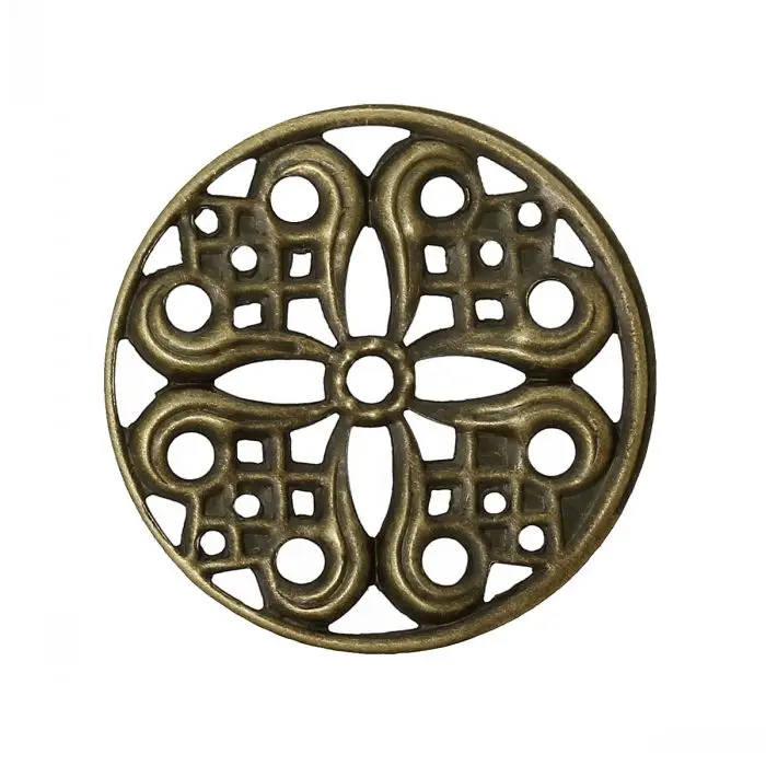Фурнитура для украшения 8seasons круглый античный бронзовый полый цветочный узор 24