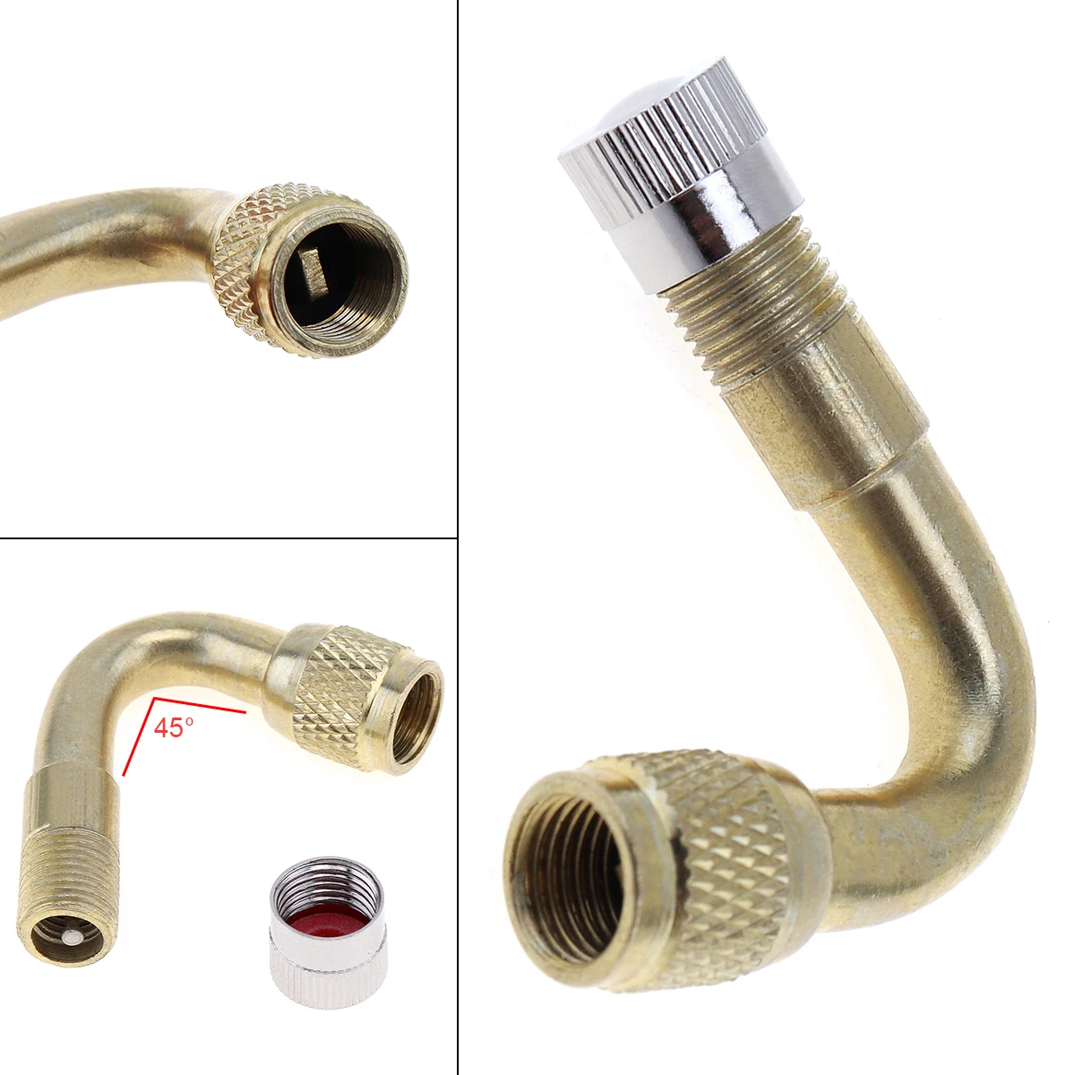 

45 Degree Angle Brass Motorcycle Car Air Type Valve Tire Stem Extender Tyre Valve Extension Adaptor Car repair Tool kit