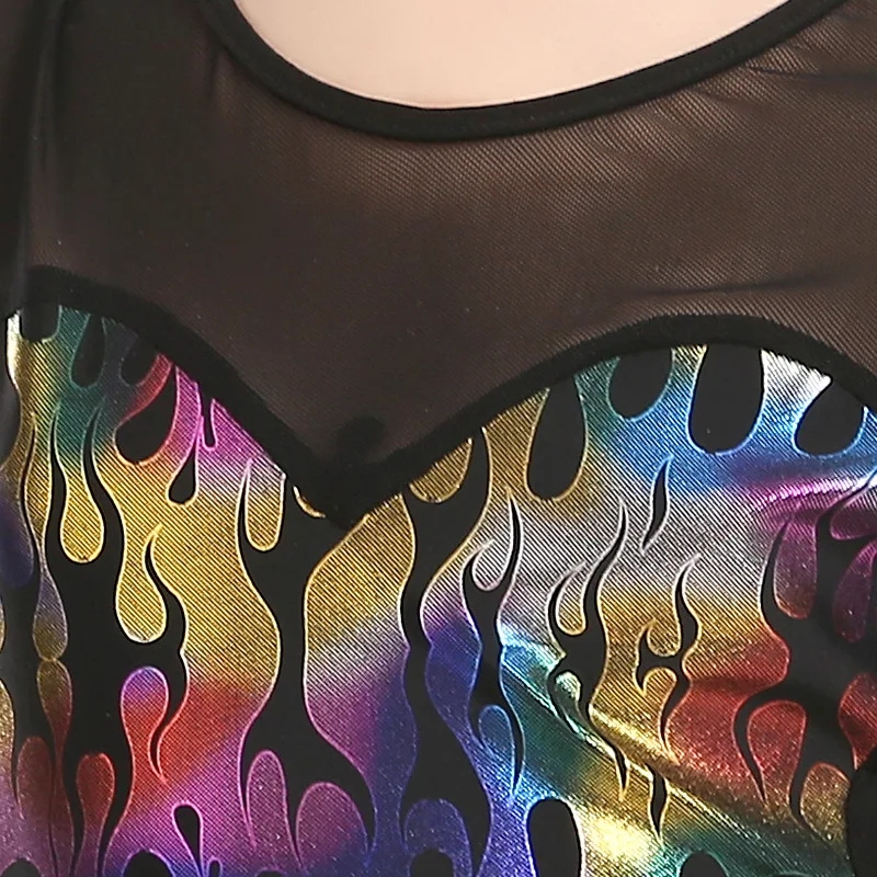 

Newest Latin Dance Mesh Long Sleeve Sequin Bronzing Printing Ballroom Dresses Girls Kids Children Tango Salsa Latin Dance Dress
