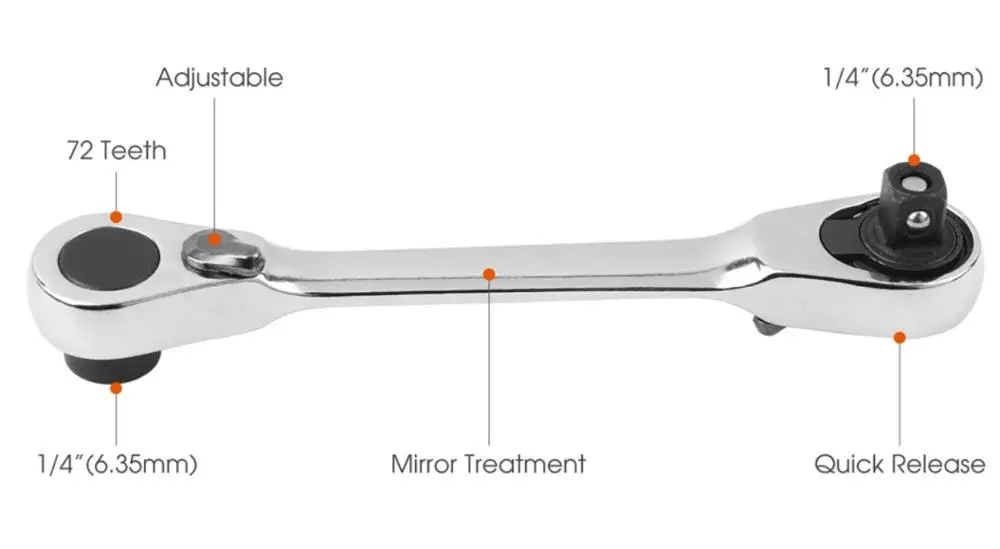 Mini Ratchet Driver Горячая Распродажа мини 1/" 72 т трещотки штанги для гаечных ключей или отвертки 6,35 мм Быстрый торцевой ключ с 20 шт. бит с 7 шт - Цвет: Mini Ratchet Driver