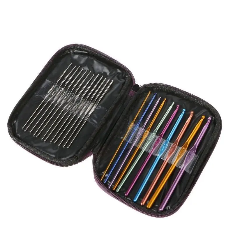 Aluminum Crochet Hooks Needles 22pcs Set Multi Color Weave Craft Yarn fashion | Дом и сад