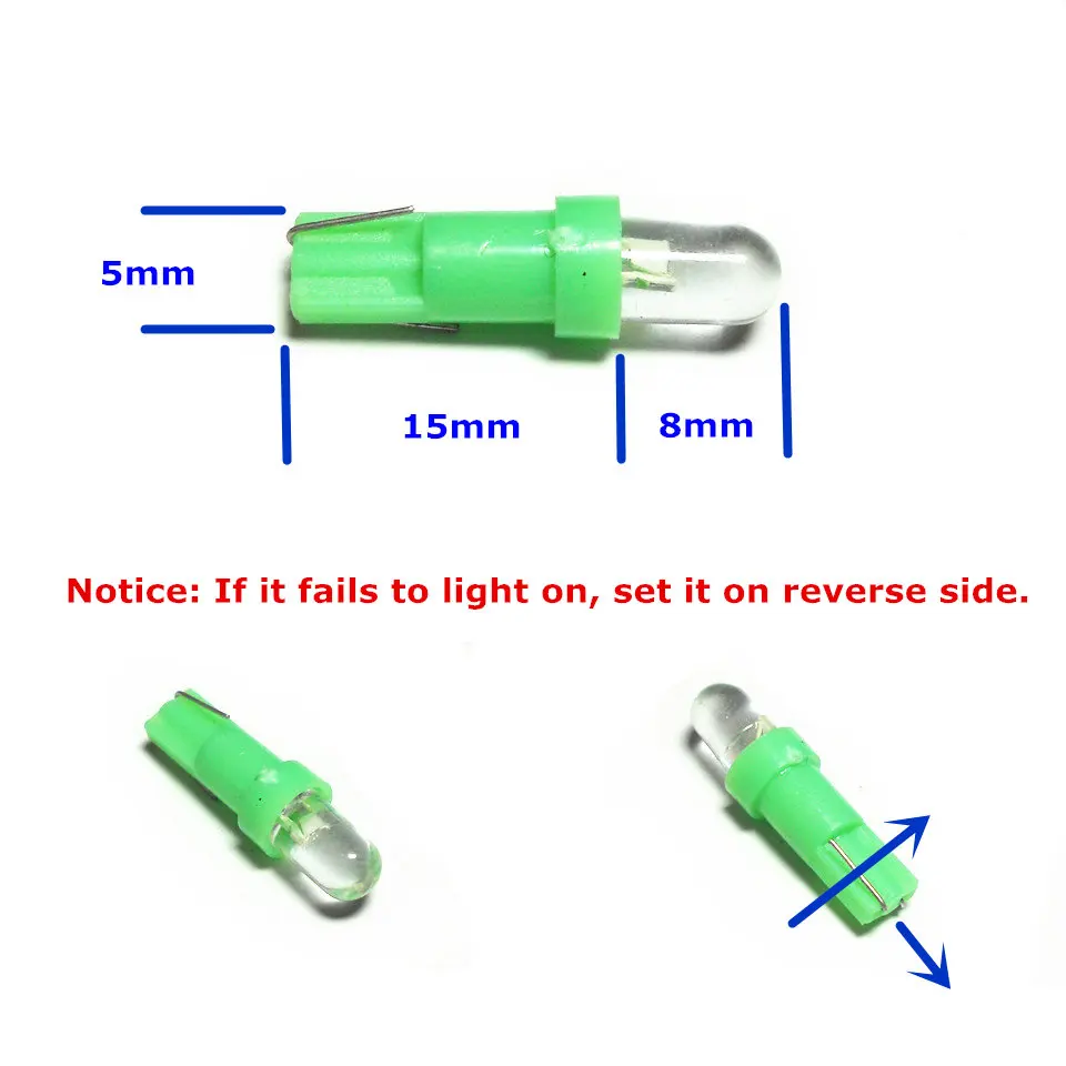 Светодиодная лампа для автомобиля 24 В 5 мм W1.2W W2.3W W2X2.6d|t5 green led|light for carcar light |
