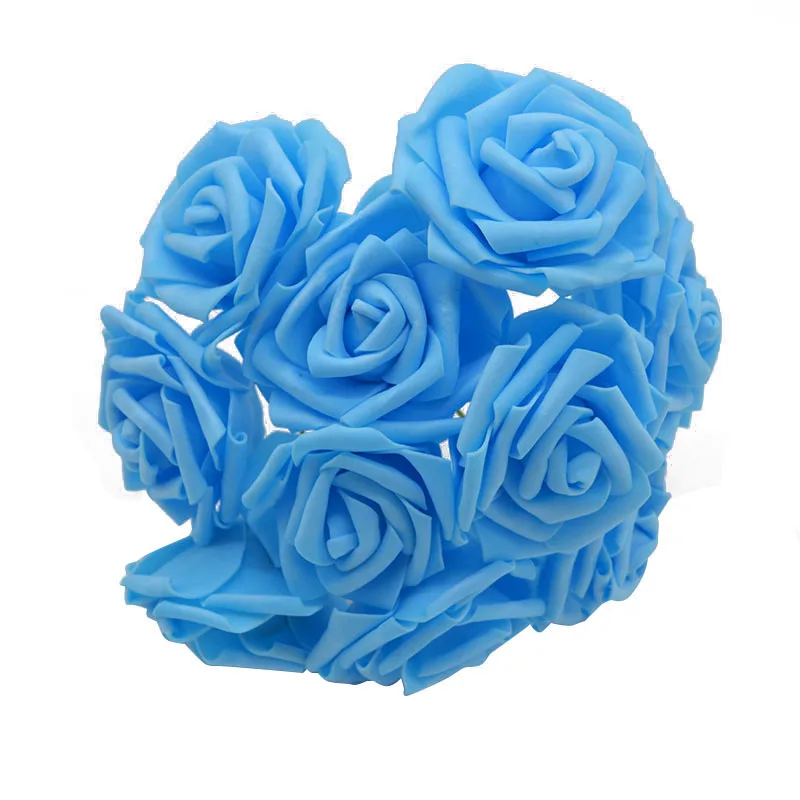F09 blue 5-25 голов 8 см искусственная Цветочная подделка поролоновые розы цветы невесты букет Свадебная вечеринка домашний декор DIY ВЕНОК принадлежности для скрапбукинга - Цвет: F09 blue