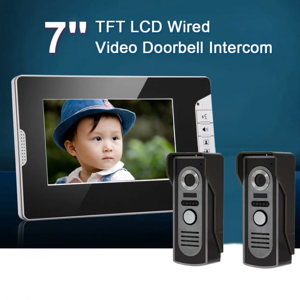 

HD 7"TFT Color Video Door Phone Intercom Doorbell System Kit IR Camera Doorphone Monitor Speakerphone