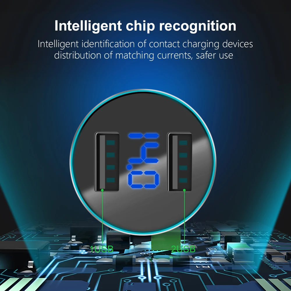 ЖК цифровой дисплей двойной USB Автомобильное зарядное устройство Olaf