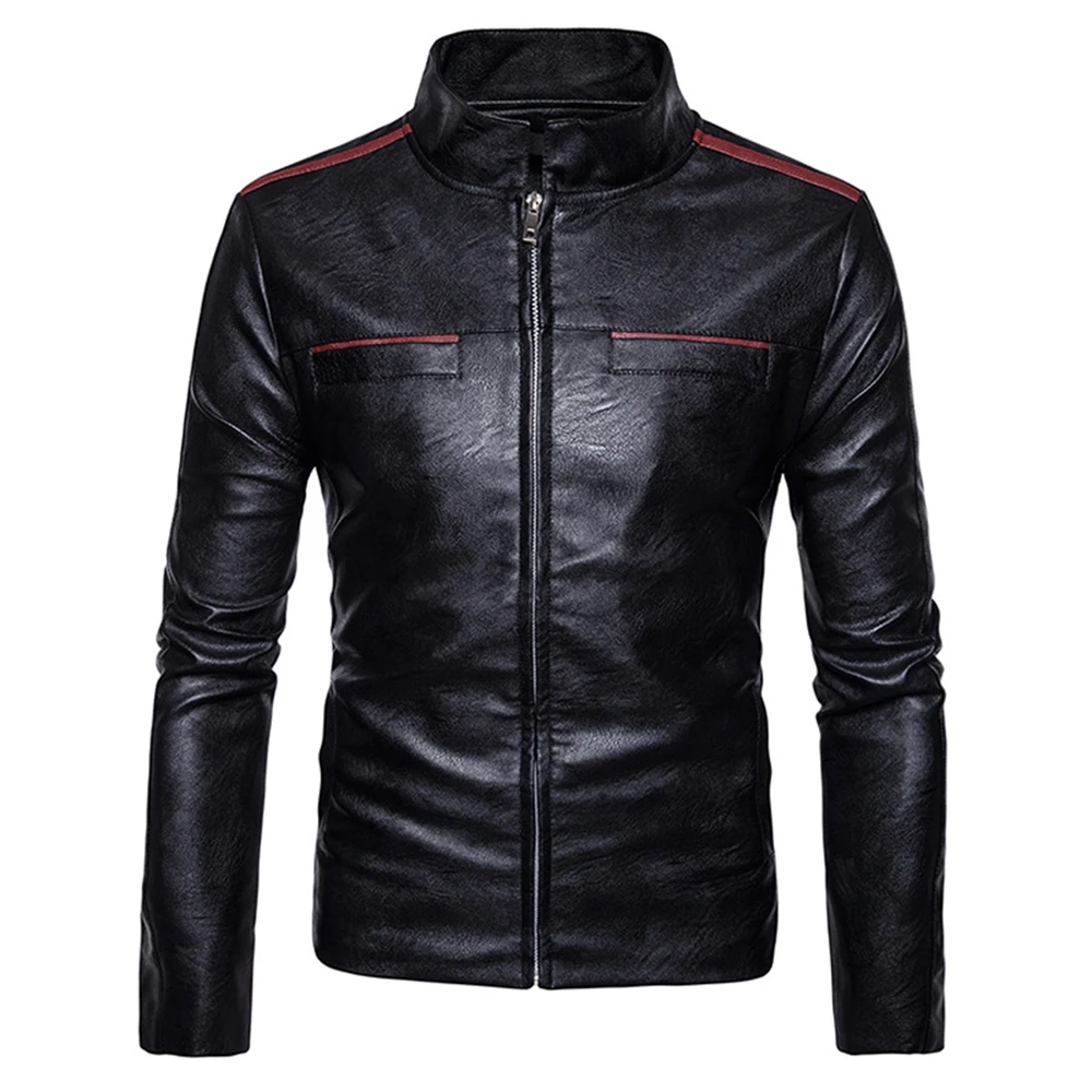 Stand Collar Edging Zip Up Faux Leather Jacket Zipper Suede Casual Daily Use Going Out Holiday Party Fall Winter Long Sleeves | Мужская