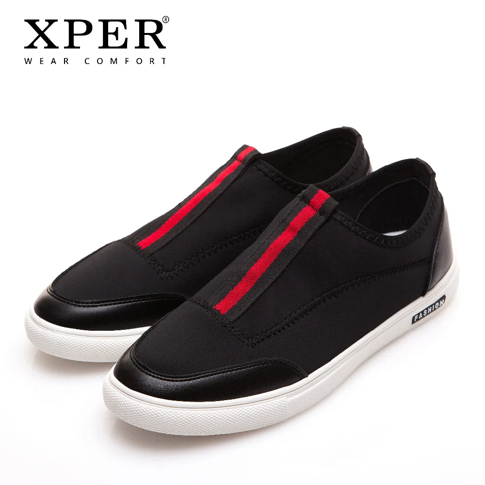 XPER Brands Fashion Sneaker Men Flats Casual Shoes Slip-on Black Loafers Breathable Male Vulcanized XD8091BL | Обувь