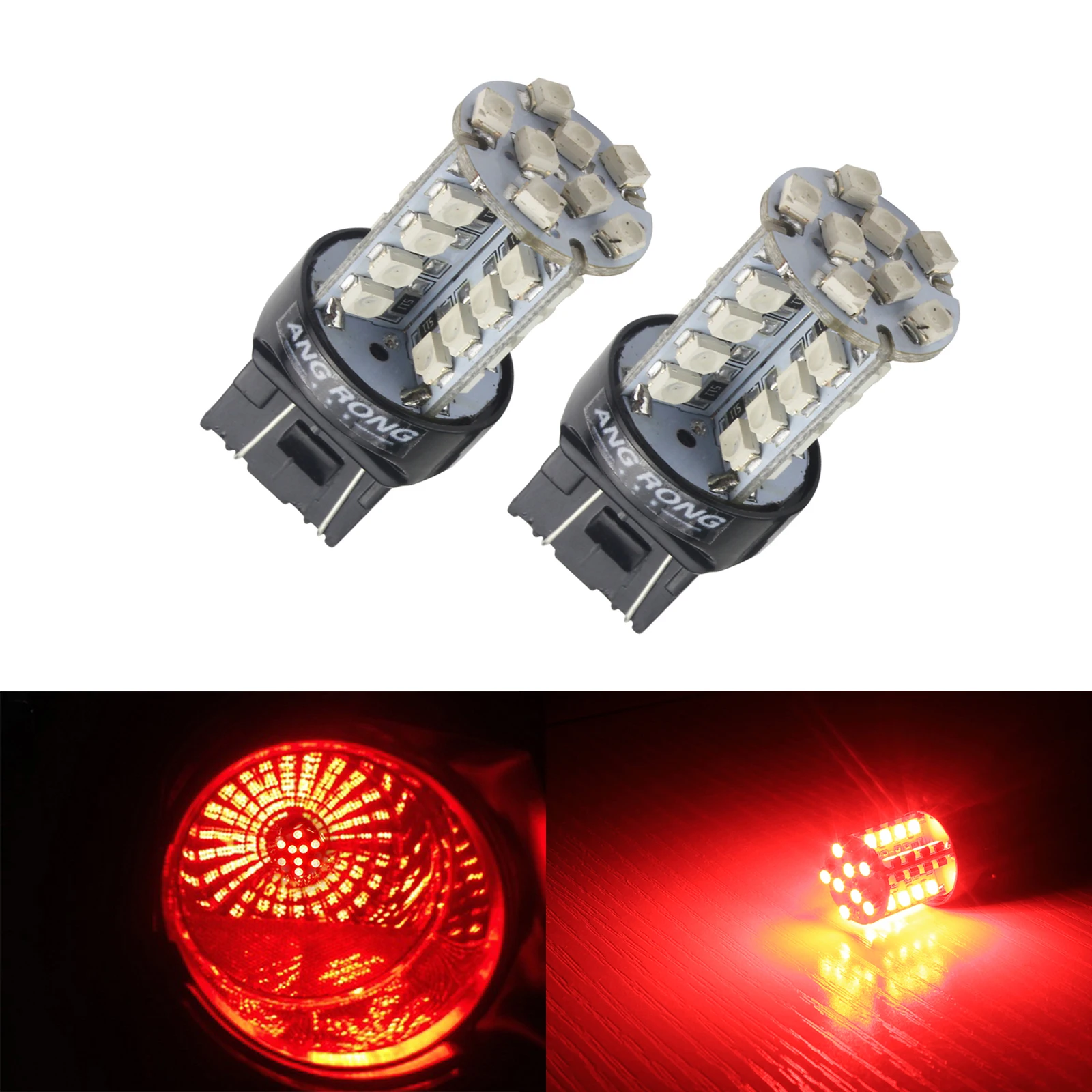 

ANGRONG 2x7443 580 W21/5W 40 SMD Светодиодная лампа босветильник задний стоп светильник красная лампа