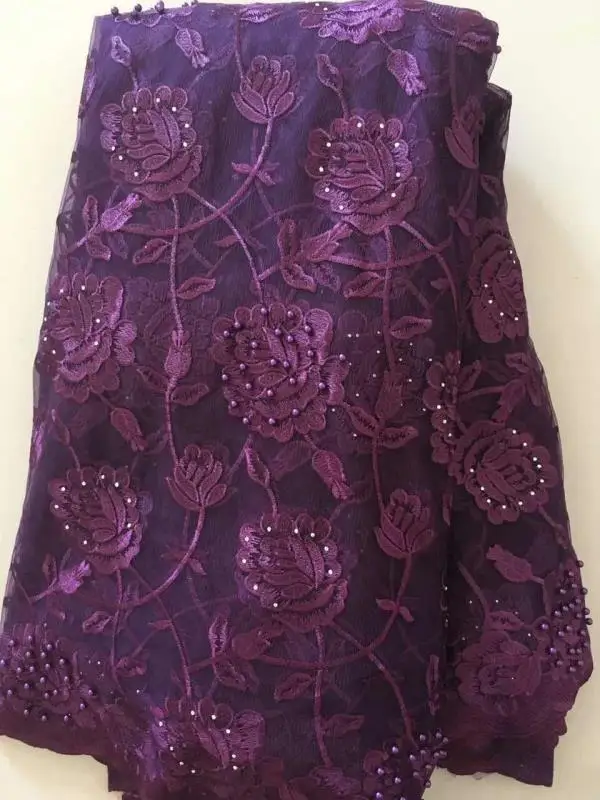 Pretty design french lace fabric embroidery tulle with stones african floral 5 yard BE8 | Дом и сад