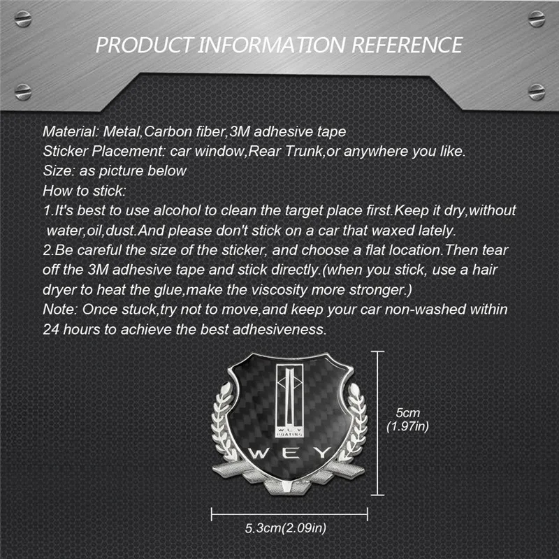 

Auto Metal Accessories Side Badge Styling Emblem for WEY VV7 VV5 VV5S VV7S VV7C SUV VV6 Pi4 P8 GT Exterior Sticker Decoration