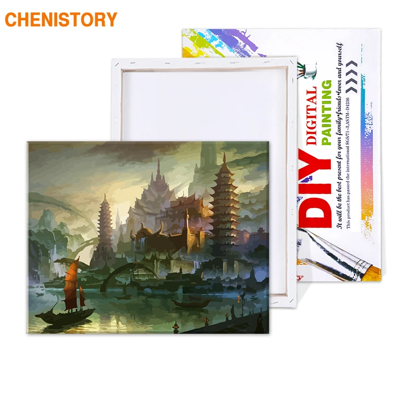 Набор для рисования по номерам на холсте пагода|diy painting|painting diyabstract landscapes paintings |