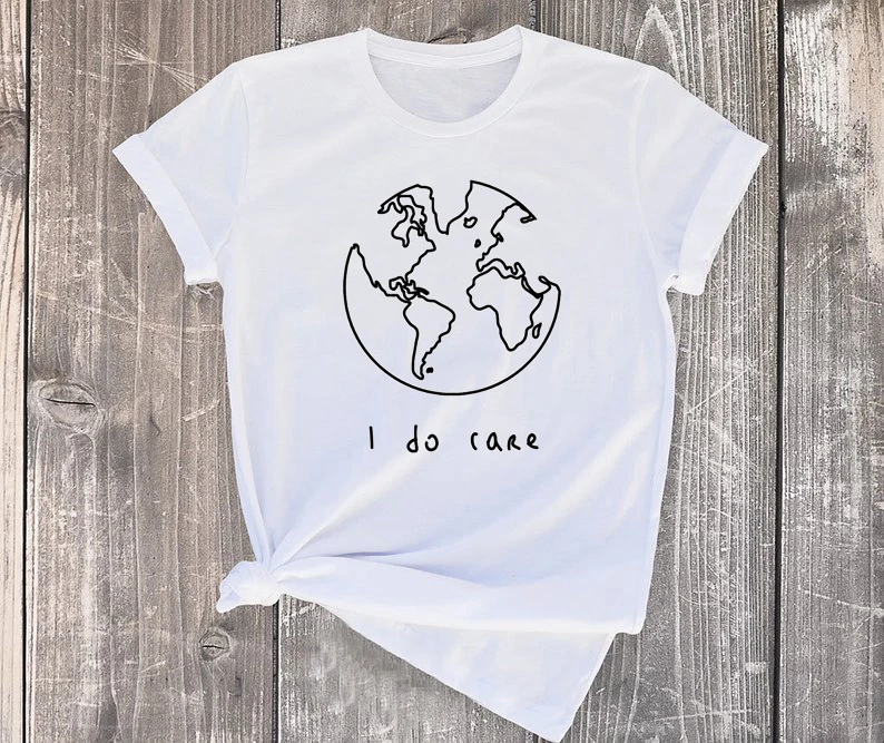 Футболка I Do Care Earth рубашки эстетическая Защита окружающей среды Женская