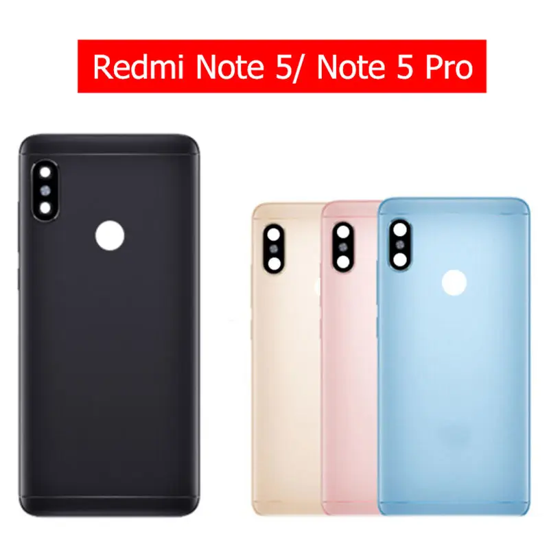 Для Xiaomi Redmi Note 5 Pro батарея задняя крышка корпус металлическая дверь камера Стекло объектив Запасные части красный цвет