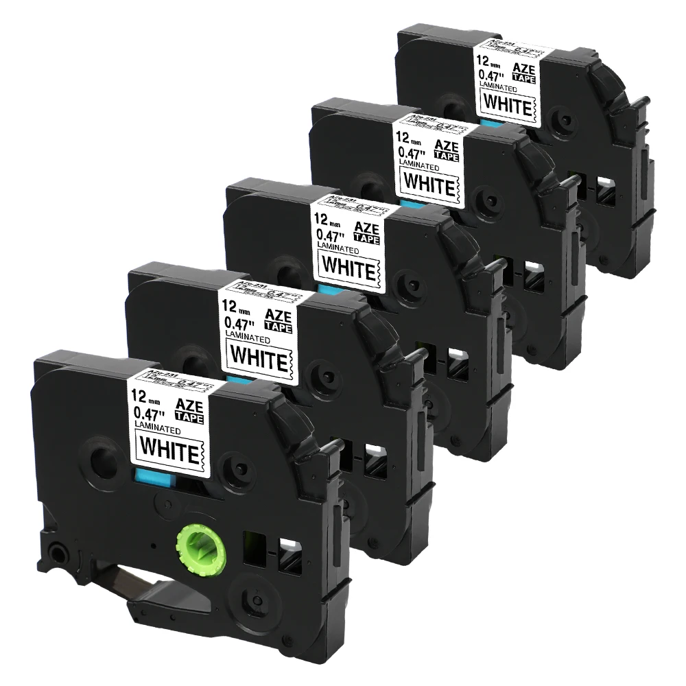 5 Pack TZe лента 12 мм дюймов 0 47 ламинированная белая tze231 Лента совместима с Brother P Touch