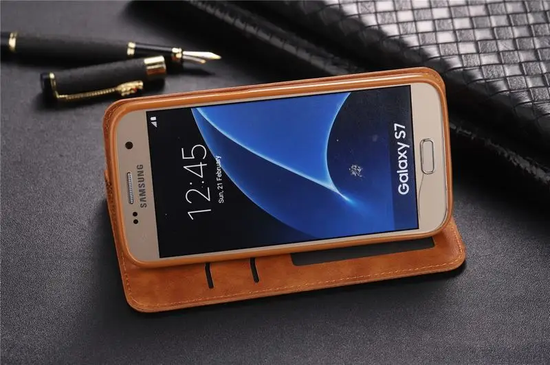 Чехол s для samsung Galaxy S7 Edge, чехол, Роскошный Матовый Магнитный Флип, простой винтажный кожаный чехол для телефона samsung S7edge