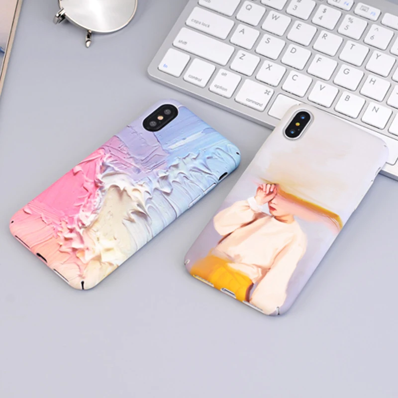 Kisstop Top Quality Colorful Marble Phone Case For iPhone X Flower Painted Fundas Cover 6 6s 7 8 Plus |
