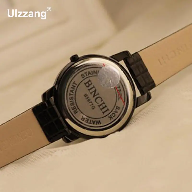 Роскошные блестящие черные кварцевые часы из нержавеющей стали наручные для