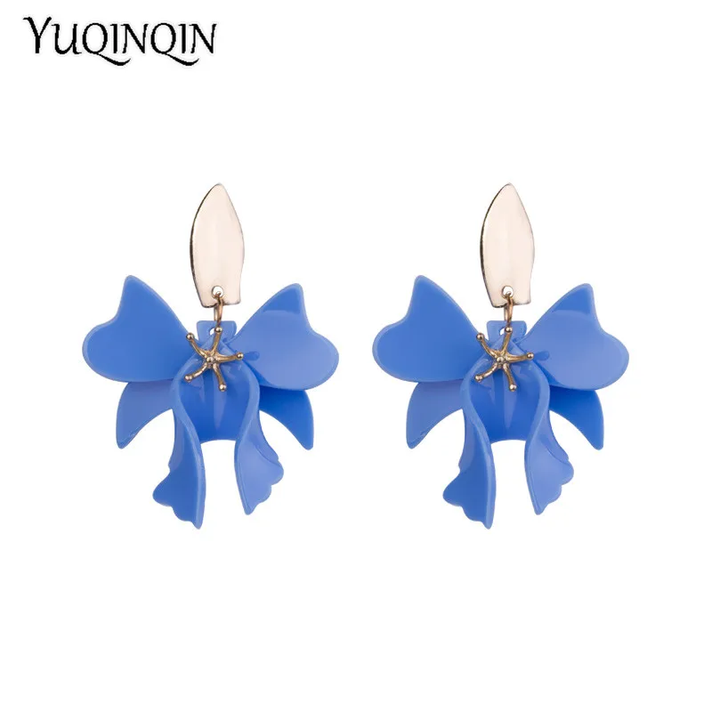 

Trendy New Fashion Drop Flower Acrylic Earrings for Women Big Long Metal Dangling Resin Earring for Girls Elegant Gifts Jewelry