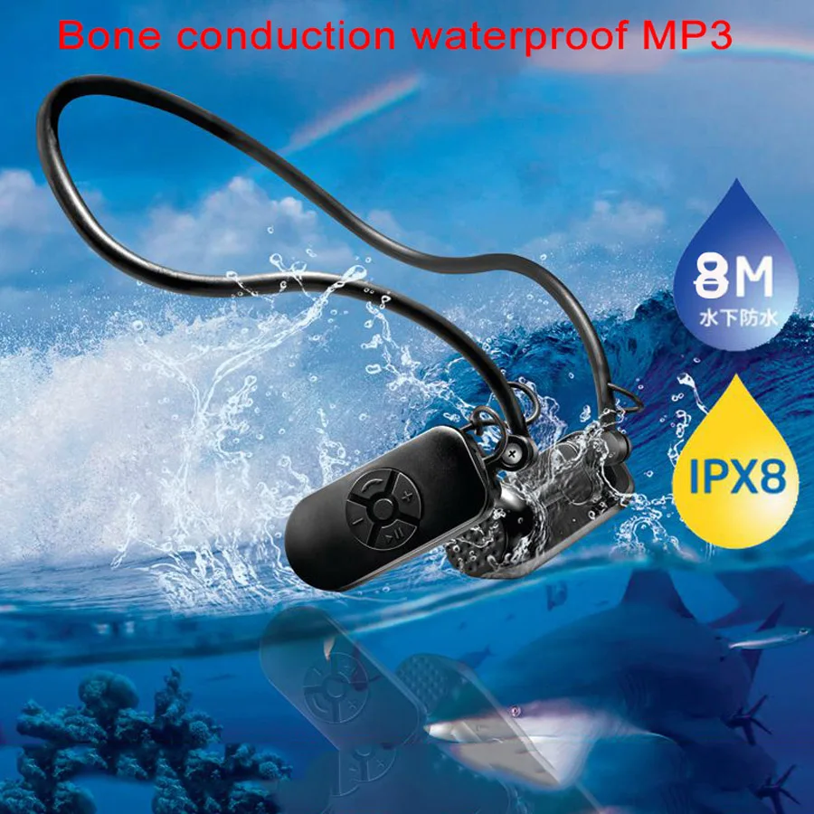 Новые APT X V30 костной проводимости 8 г HIFI MP3 плеер IPX8 Водонепроницаемый бассейн