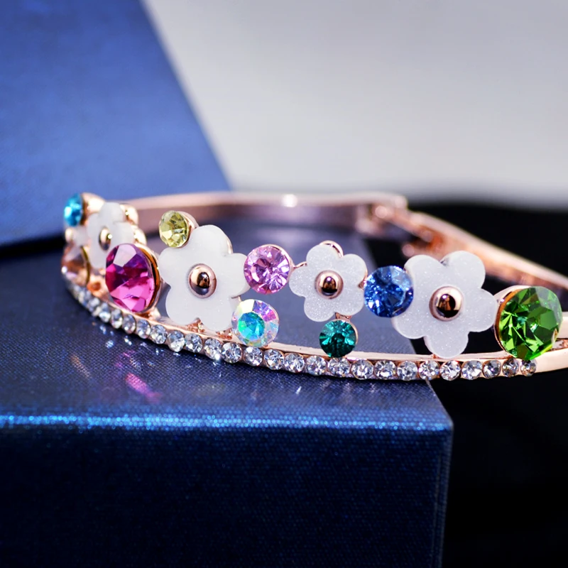 Zhen Tomomi Gift Cute Sweet Generous Chic Small Flower Exquisite Minimalism Fashion Style Crystal Women Bracelets And Bangles | Украшения и