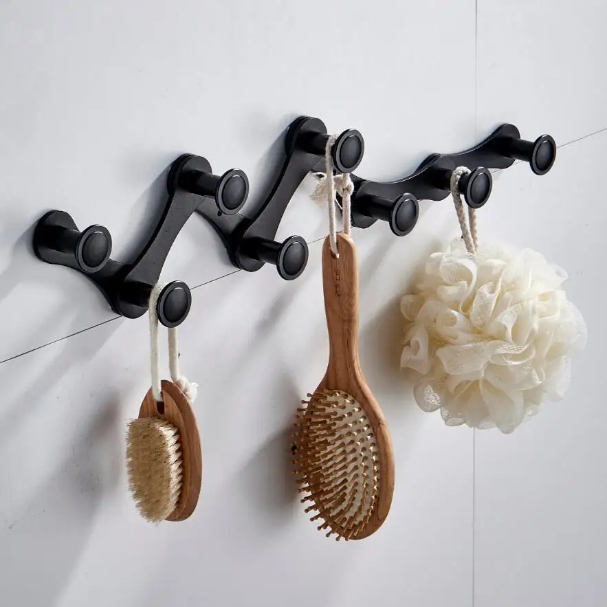 Self-adhesive Parts Household Kitchen Solid Aluminium alloy Black/Silvery Bathroom Towel Hook Wall Door Hanger Clothes hook |