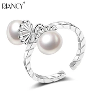 real natural freshwater pearl ring 925 silver jewelry for women romantic double pearl ring top quality girls birthday gift