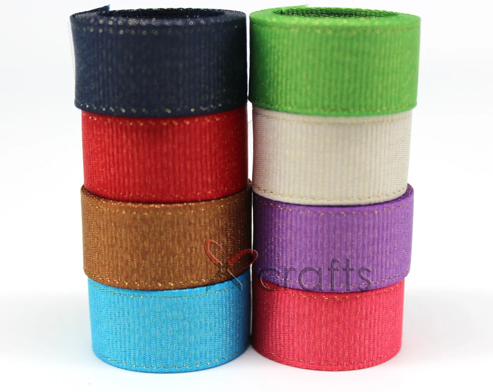 PPCrafts 3 6 9 16 22 38 мм двойная Золотая фиолетовая Grosgrain лента ручной работы для свадьбы