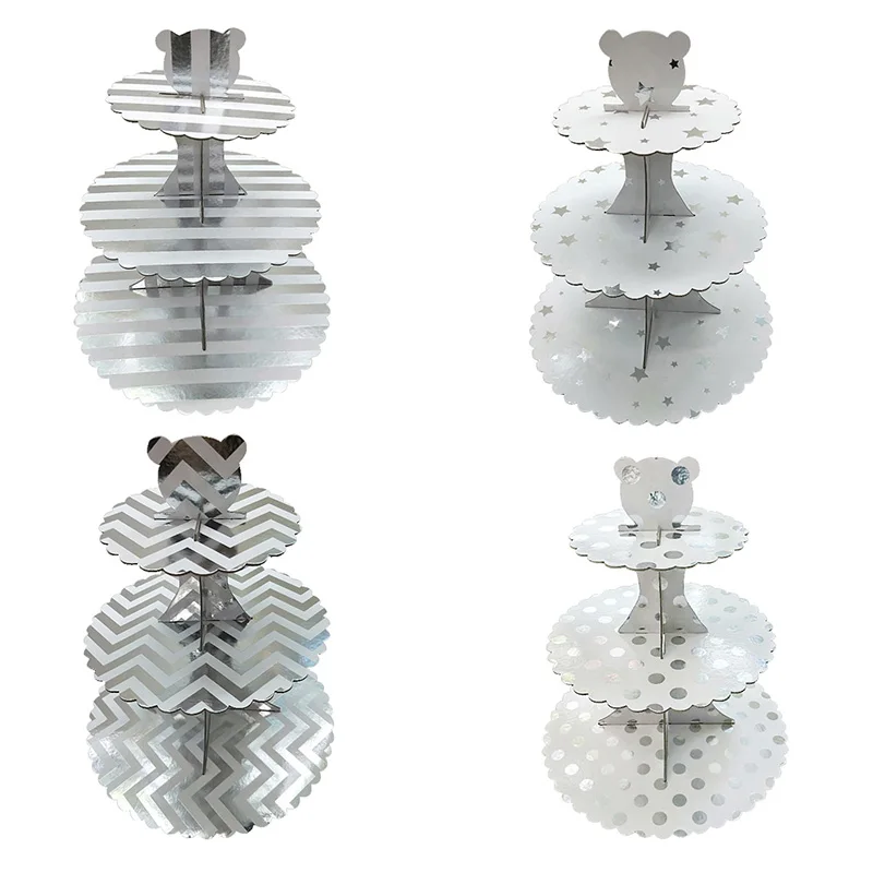 

Новинка, креативная подставка для торта с бронзовым покрытием, трехуровневый держатель для кексов в полоску с пентаграммой для украшения с...