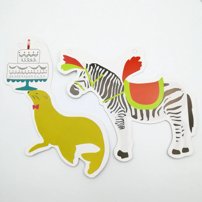 Painted paper animal banner happy birthday garland baby shower children's room decoration creative 1 Hanging | Дом и сад
