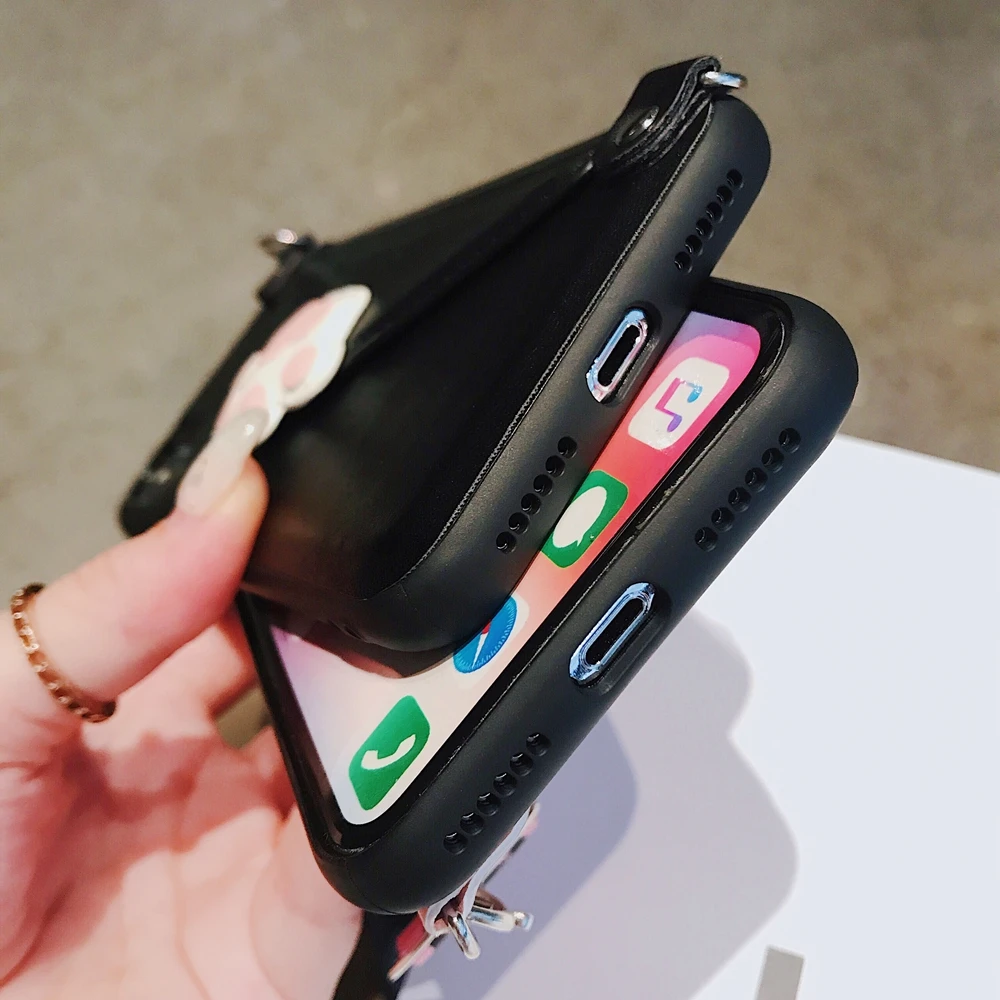С плечевым ремнем для телефона чехол iPhone 6 s 7 8 Plus Бумажник слот карт держатель из