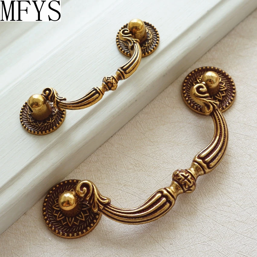 

MFYS Vintage Furniture Handles Antique Bronze Cabinet Handle Zinc Alloy Black Drawer Pulls Retro Kitchen Accessories Door Knobs