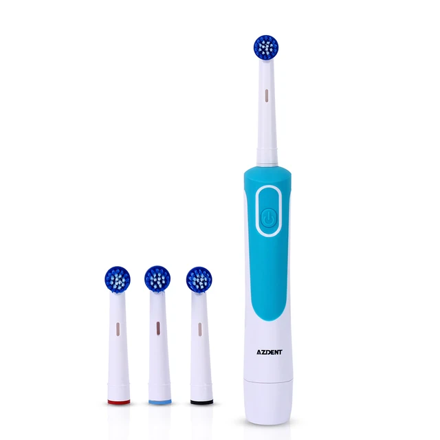 AZDENT Hot AZ-2 Pro Electric Rotary Toothbrush Battery Type No Rechargeable Teeth Tooth Brush with 4 Replacement Heads for Adult 4