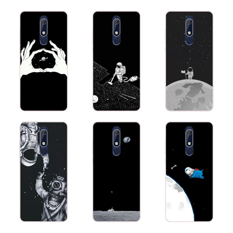 for nokia 5.1 Case Silicon Black graffiti Painting Soft TPU Back Cover Protect Phone cases shell |