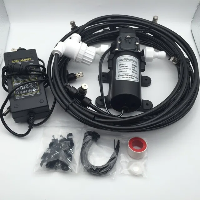 0.4mm nozzle F271 высокое Давление DC 12 V 5L мембранный насос для тумана с 6 мм быстрым скольжением насадка для орошения Наборы для приготовления пищи на воздухе система отпотевания - Цвет: 0.4mm nozzle