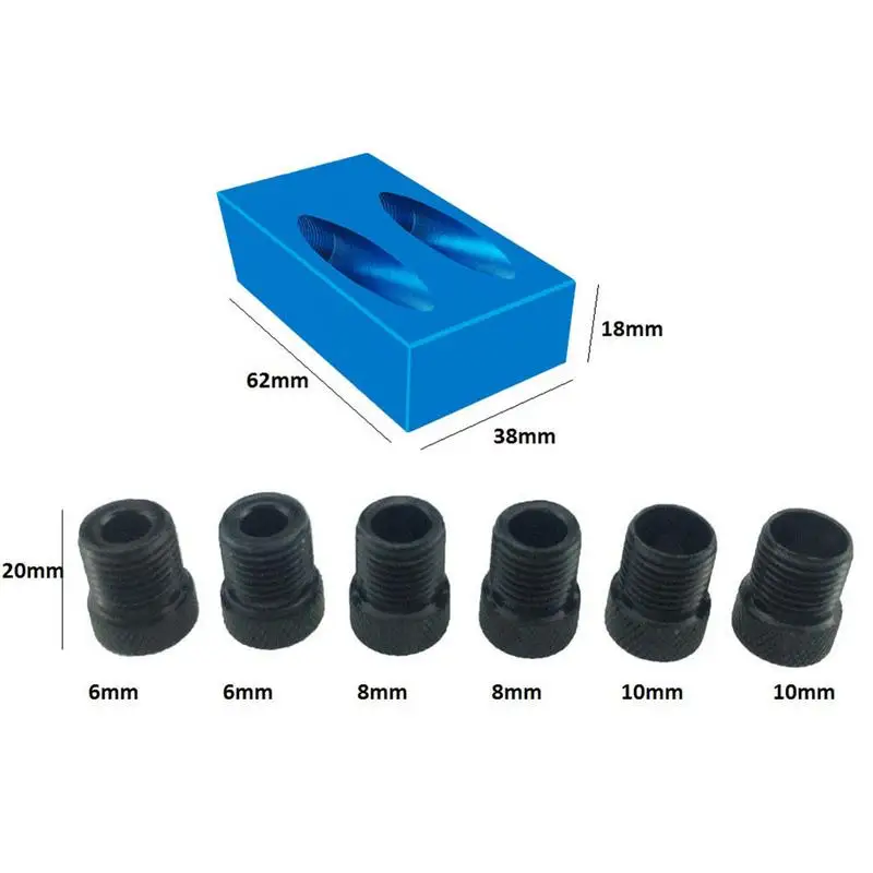 

28PCS Oblique M6-10 Hole Angle Drilling Locator Aluminium Woodworkers Guide Wood Hand Tools Punch 15 Degree