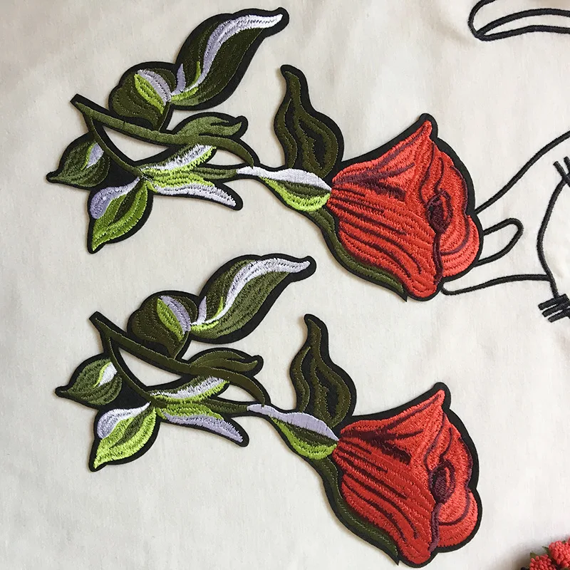 #L083 5PCS/1Lot Wholesale Embroidered Motif Flower Sew On Iron Rose Patches Applique DIY Lace Clothing Accessory | Дом и сад