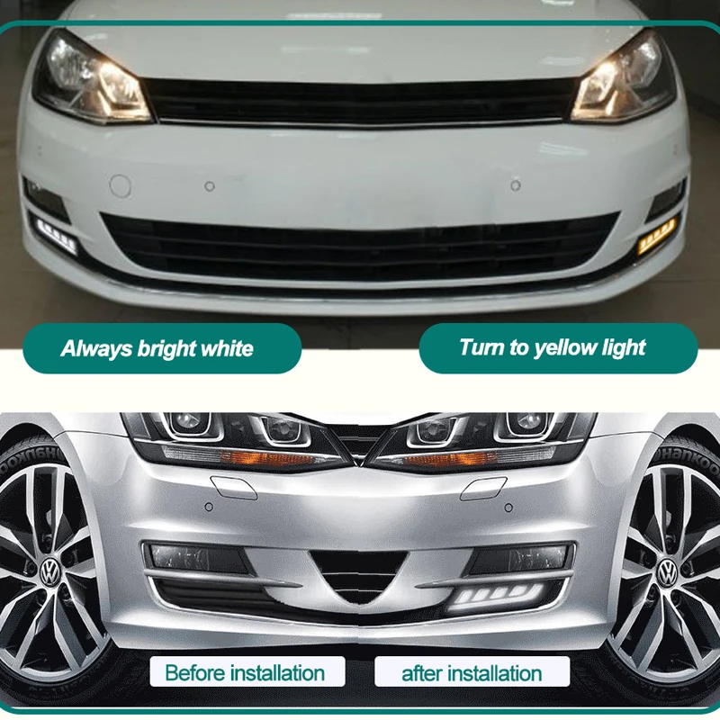 ROADOT дневные ходовые огни для vw golf 7 2013 2014 Led DRL Противотуманные фары автомобильные