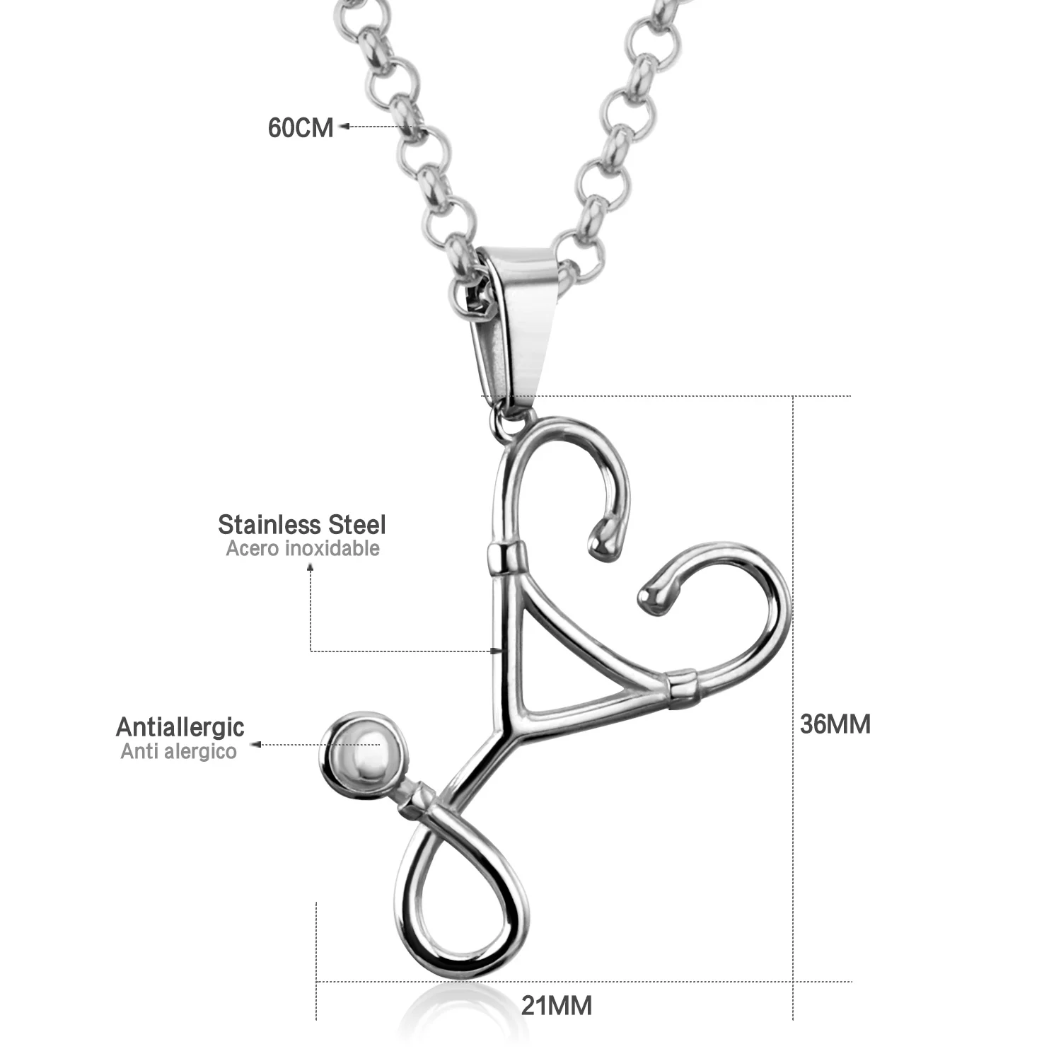 Подвеска тостескоп из нержавеющей стали в форме сердца|pendant necklace|stethoscope pendantchristmas