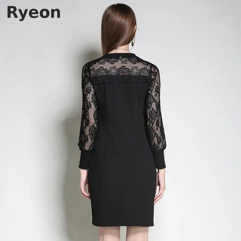 Ryeon L 5xl Плюс Размер Женщин Сексуальный See Through Dress Черный Красный Цвет Длинным
