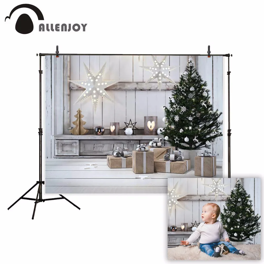 Фон для фотосъемки Allenjoy с изображением деревянной свечи рождественской елки в