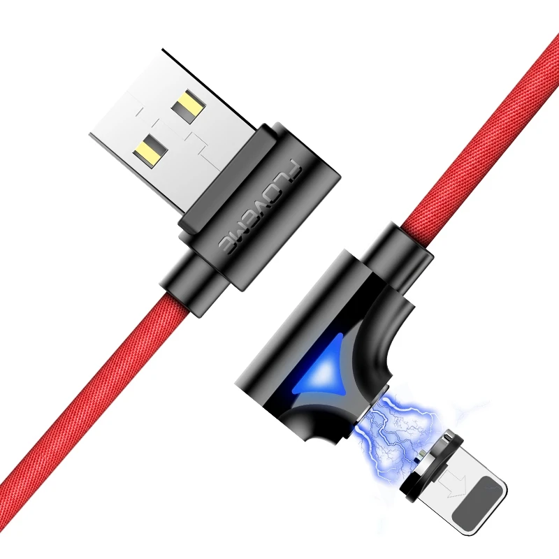 FLOVEME 90 градусов Магнитный кабель Micro usb Тип C быстрой зарядки Microusb Тип-C магнит Зарядное устройство для iPhone XS MAX 7 xiaomi usb-c магнитный кабель floveme микро usb магнит - Цвет: Red
