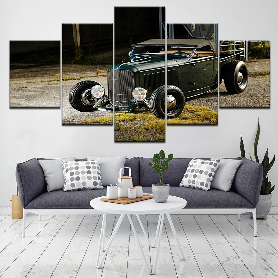 

Retro vintage classic car 5 Piece HD Wallpapers Art Canvas Print modern Poster Modular art painting for Living Room Home Decor