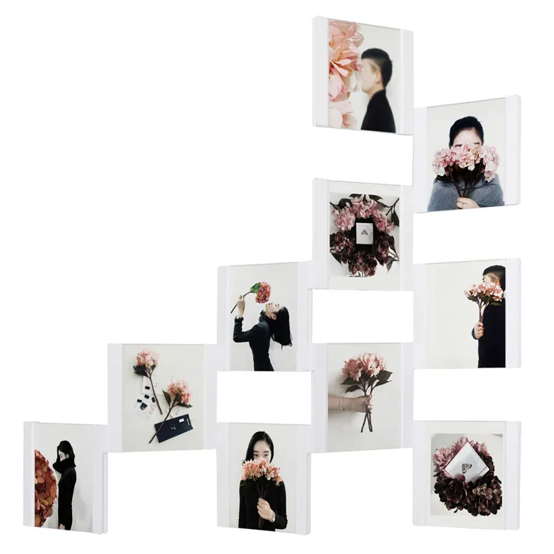 DIY фоторамка прозрачный настенный коллаж фоторамка настольная фоторамка набор легко собрать съемный коллаж фоторамка - Цвет: White