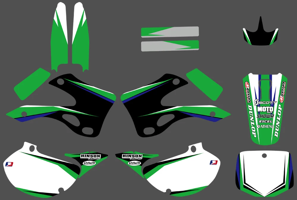 H2CNC графика и фоны наклейка стикеры наборы для Kawasaki KX125 KX250 1999 2000 2001 2002 KX 125 250|team