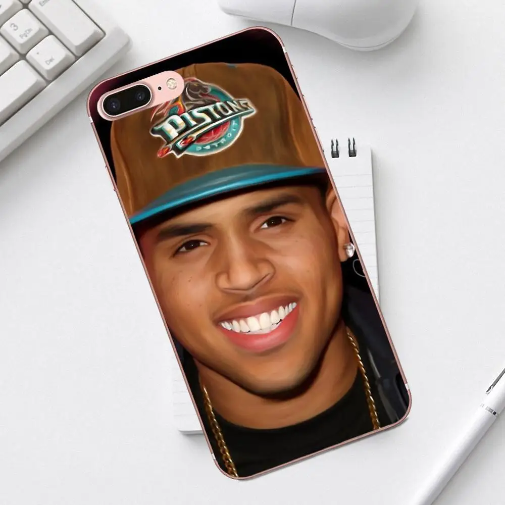 Чехол из ТПУ Qdowpz Singer Chris Brown для Galaxy Alpha Core Prime Note 4 5 8 S3 S4 S5 S6 S7 S8 S9 mini edge Plus | Мобильные