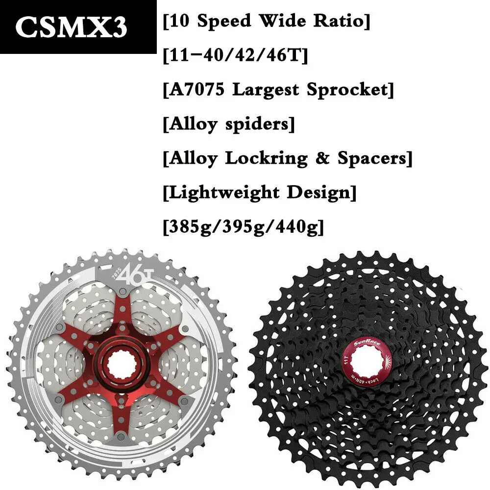 Sunracing 10 S кассета CSMS3 CSMX3 11-40T11-42T 11-46 T MTB велосипедная обгонная муфта Moutain велосипедная кассета Fit Shimano SRAM маховик