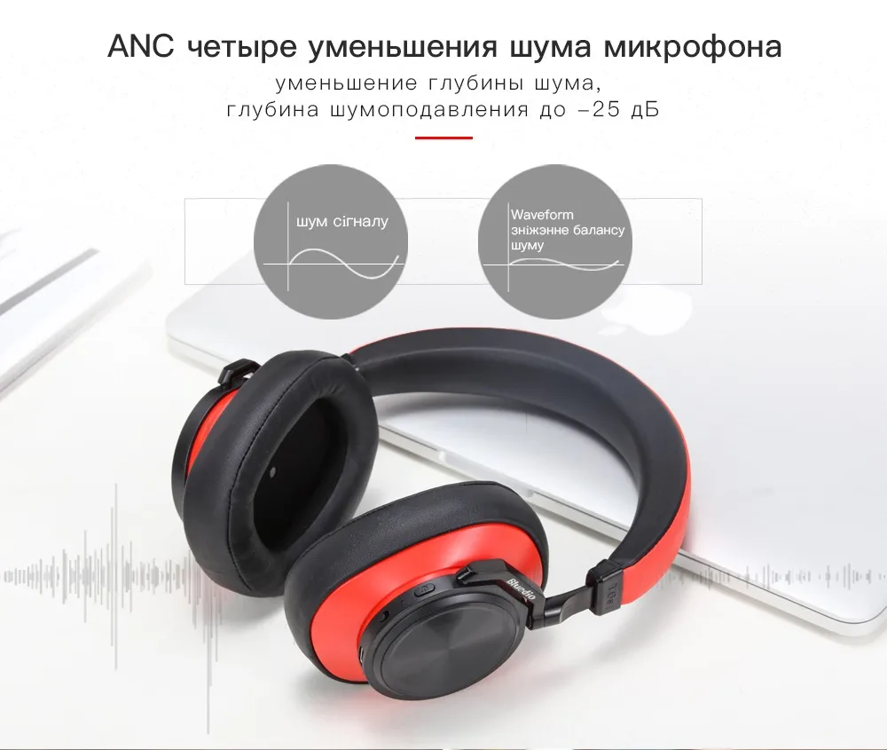 Bluedio T6S Bluetooth Headphones Active Noise Cancelling Wireless Headset for phones and music with voice control